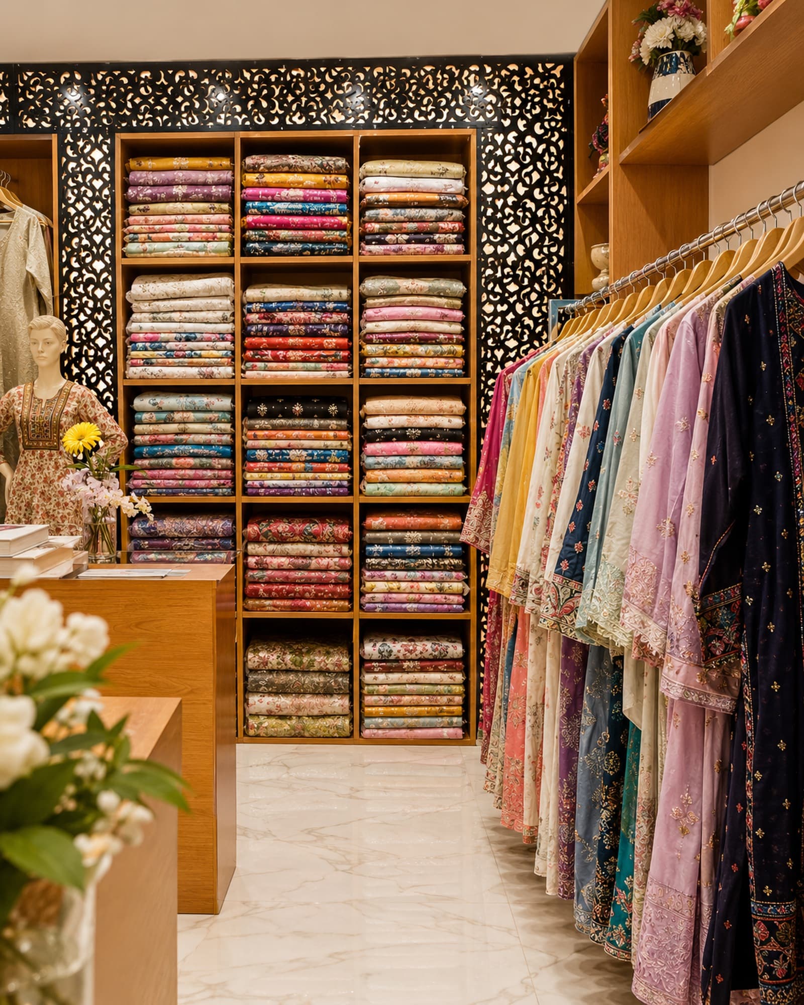 Rails of clothing at Juneberry Fashions